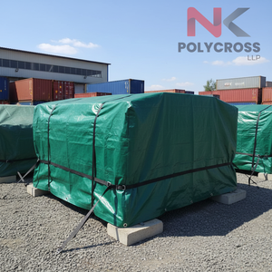 ผ้าใบคลุมโพลีเอสเตอร์ 150 GSM สำหรับโรงเรือน  พร้อมห่วงอลูมิเนียม สำหรับคลุมรถบรรทุก เรือ และคลังสินค้า ป้องกันความเสียหาย ขายส่ง - Product Image 4