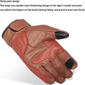 Guantes de Motocicleta de Cuero Premium, Palma Reforzada, Unisex, Antideslizantes, con Pantalla Táctil, Cierre de Velcro, Equipo Deportivo - Product Image 4