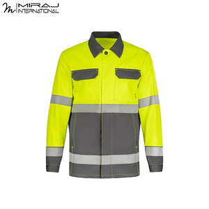 Traje de Trabajo de Seguridad de Alta Visibilidad en Amarillo y Gris con Logotipo Personalizado, Traje de Dos Piezas para Construcción e Ingeniería, Uniforme de Alta Visibilidad - Product Image 2