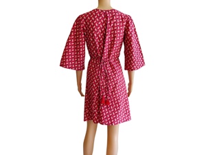 Vestido Casual de Verano para Mujer, Personalizado, Tejido 100% Algodón, Manga Acampanada, Estampado, Corte en A, Ajuste Regular, Cintura Natural, Estilo Dulce y Lindo, Largo hasta la Rodilla - Product Image 2