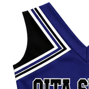 Haut d'uniforme de cheerleading bleu foncé sans manches, col en V, pour femmes et filles, idéal pour la danse, les équipes de performance et les compétitions sportives - Product Image 3