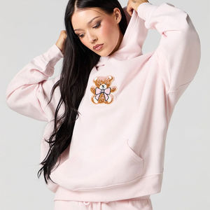 Nuevo Diseño, Servicio OEM, Sudadera con Capucha Personalizada para Mujer, Estilo Holgado con Hombros Caídos, Bordado Chenille, Sudadera de Invierno para Mujer al por Mayor - Product Image 3