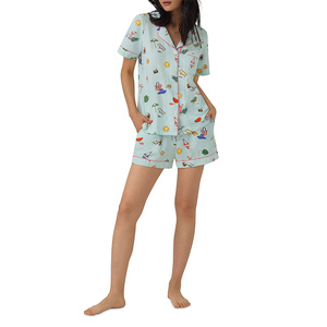 Customized Wholesale 100% Cotton Sleepwear Lounge Wear Women Loungewear Pajamas 2pcs/Set for Women With High Quality - Product Image 4