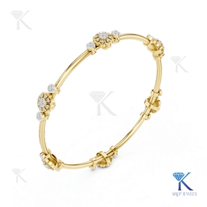 Elegant Diamond Flower Station <b>Bangle</b> 14K 18K <b>Solid</b> <b>Gold</b> Fine Women Luxury Cluster Jewelry Manufacturer Wholesale SupplieR - Product Image 6
