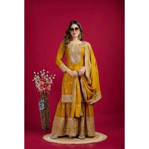 Salwar Kameez Tradicional Pakistaní Indio para Mujer, Seda Chinnon Pesada, Completamente Cosido, Listo para la Temporada de Bodas y Festivales FATEMA - Product Image 1
