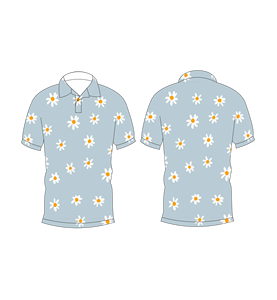 เสื้อโปโลพิมพ์ลายดอกเดซี่สีฟ้าอ่อนสำหรับผู้ชาย แขนสั้น สวมใส่สบายๆ ในฤดูร้อน เหมาะสำหรับเล่นกอล์ฟ - Product Image 6