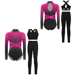 Conjunto de leotardo con chaleco y leggings para niñas de 6 a 16 años, para gimnasia, patinaje artístico, danza lírica y moderna. - Product Image 2
