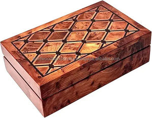 กล่องเก็บเครื่องประดับไม้ส่วนบุคคลกล่องไม้แกะสลักทำด้วยมือ - Product Image 1