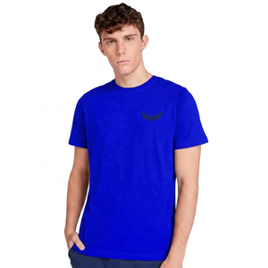 Camiseta de Manga Corta para Hombre, Color Azul Marino, Cuello Redondo, con Logotipo Bordado, Corte Regular, Tejido Jersey Informal, 100% Algodón - Product Image 6