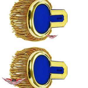 Epaulettes Metálicas de Lujo Hechas a Mano, Ecológicas, con Centro Azul, Accesorios Elegantes para Prendas Ceremoniales - Product Image 1