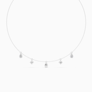 Colgante con tres diamantes cultivados en laboratorio de 0.89 quilates, corte radiante, pera, ovalado y princesa, en oro amarillo, blanco y rosa de 9 quilates. - Product Image 2