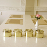 Boîte de rangement portable en laiton doré poli pour laddu, boîte à bonbons, boîte à mithai, organisateur de rangement de cuisine pour table