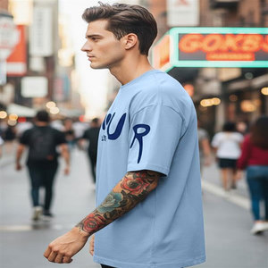 Camiseta de Hombre de Alta Calidad, Personalizable con Logotipo, de Algodón/Poliéster, Gruesa, con Serigrafía, Tejido de Punto con Patrón Sólido - Product Image 3