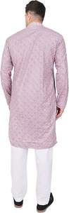 Conjunto de Kurta y Pijama TRILOKI para Hombre, Tejido Transpirable, Bordado con Lentejuelas, Estilo Étnico Indio Tradicional, de Rayón, para Verano - Product Image 4