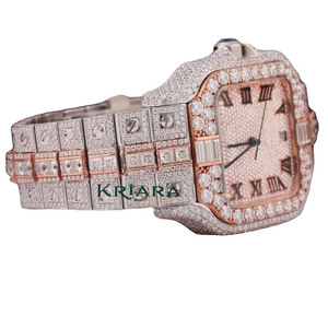 Montre en acier inoxydable de qualité supérieure avec diamants en moissanite, mouvement à quartz, pour femmes et hommes - Product Image 3