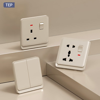 Prise simple TEP L6 13A standard britannique avec interrupteur, double port de charge USB, voyant lumineux néon, ultra-mince, en polycarbonate, toucher doux