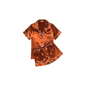 Conjunto de Pijama de Seda para Mujer, Suave, de Manga Corta, con Botones, Top y Pantalones Cortos, 2 Piezas - Product Image 4