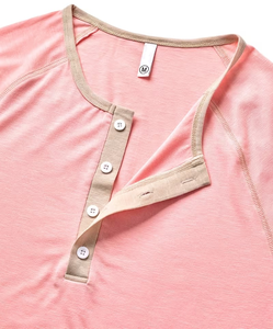 Men's Pink Regular Fit O-Neck Raglan Sleeve Short Sleeve Contrast Trim Casual Knitted Solid Color Eco-Friendly T-Shirt - Product Image 6