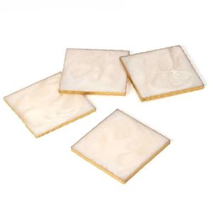 <b>Square</b> Resin Coasters <b>Set</b> with Gold Edge Modern Luxury Design Heat Resistant Oil-Proof Eco-Friendly Non-Slip for Tea & Coffee - Product Image 6