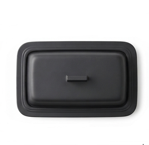 Beurrier rectangulaire noir minimaliste avec couvercle, pour la conservation de la fraîcheur, vaisselle de cuisine, en plastique PP, design solide - Product Image 2