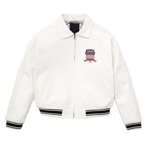 Blouson Bomber d'Hiver Imperméable en Cuir Rouge pour Homme Avirex, Style Urbain, avec Patch Brodé, Col Montant et Fermeture Éclair sur le Devant - Product Image 3