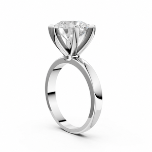 Anillo de Compromiso y Boda Clásico de Plata de Ley con Moissanita, Corte Brillante, Engaste de Garras, Joyería para Mujer - Product Image 2