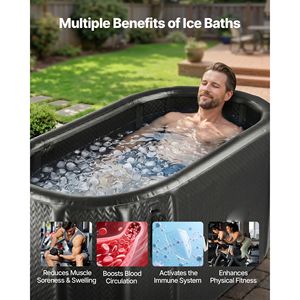Baignoire gonflable isotherme de 216 gallons avec isolation, bain de glace portable compatible avec les refroidisseurs d'eau, forme ovale avec logo - Product Image 6