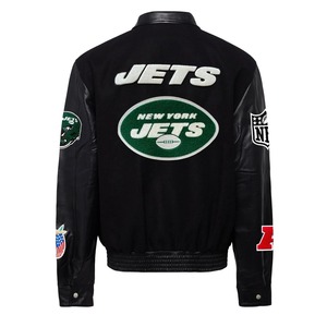 Veste universitaire en laine et cuir New York, noire - Product Image 2