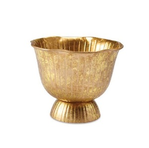 Seau à glace rond en métal sur piédestal, design classique, résistant à la rouille, bol de service pour boissons, finition dorée, bol à vin, décoration - Product Image 5