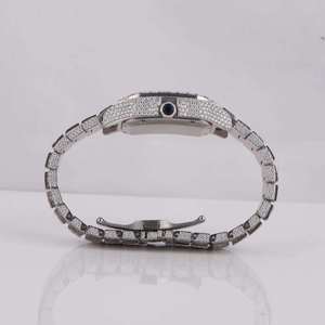 Reloj de Lujo al por Mayor con Diamantes de Moissanita, Acero Inoxidable, Engaste Invisible, Correa de Cuero, Resistente al Agua - Product Image 5