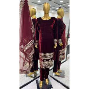 Conjunto de ropa de fiesta de diseñador para mujer con parte superior-Dupatta y parte inferior completamente cosida Elegante y elegante - Product Image 3