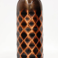 Bouteille d'eau en cuivre martelé de luxe, écologique, avec couvercle, style moderne, 1000 ml, portable, logo personnalisé