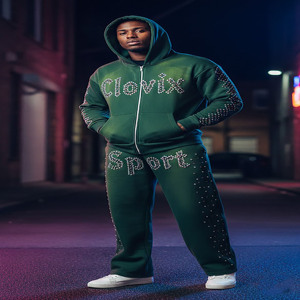 Survêtements en coton uni à capuche avec logo personnalisé pour hommes, respirants, coupe-vent, écologiques, design 2 en 1, pour l'hiver, vente chaude, prix bas - Product Image 3