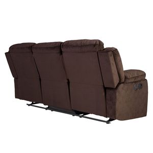 Poltrona Reclinabile Manuale Moderna con Braccioli Imbottiti, Schienale in Peluche, Trapuntatura Orizzontale, Porta USB, Finitura Color Cioccolato - per Soggiorno Principale - Product Image 4