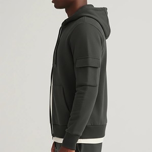 Sweat à capuche tricoté 100 % coton épais de haute qualité, couleur unie, pour homme, style streetwear, personnalisable, numérique, écologique et respirant - Product Image 2
