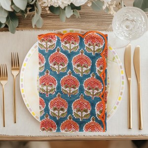 Serviettes de table carrées en coton brodé floral indien de luxe, personnalisées, faites à la main, bord festonné, 38x38cm, pour événements - Product Image 3