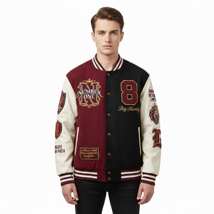 Veste universitaire de baseball personnalisée pour hommes, de haute qualité, en gros, avec broderie chenille et manches en cuir, logo frontal, idéale pour l'hiver - Product Image 3
