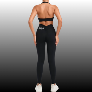 กางเกงขาสั้นออกกำลังกายโยคะผ้าไนลอนแบบไร้ตะเข็บลายริบบิ้นพร้อมโลโก้สั่งทำพิเศษสำหรับผู้หญิง - Product Image 6