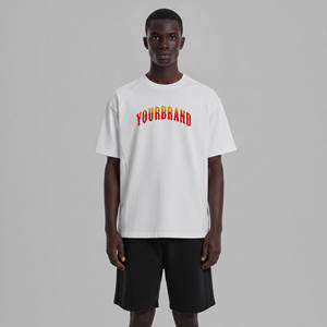 Yourbrand Men's White Cotton T-Shirt Crew Neck Printed Letter Design Casual Summer Wear Men's <b>Sets</b> - Product Image 1