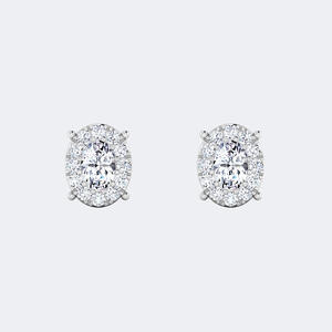 Boucles d'oreilles ovales serties de pierres de 1,30 carat au total - Product Image 2