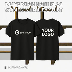 T-shirt Henley décontracté personnalisé à imprimé polynésien respirant, manches courtes boutonnées, mode estivale, vente en gros - Product Image 2
