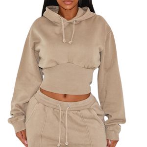 Conjunto de Sudadera Corta y Pantalones Deportivos de Cintura Alta para Mujer, Traje de 2 Piezas con Cremallera, Logotipo Personalizado, Venta al Por Mayor OEM - Product Image 3