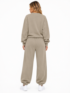 Conjunto de Sudadera Gruesa y Pantalones Jogger con Puños Elásticos para Mujer al por Mayor, Sudadera con Capucha a Juego, Cuello Redondo, Ropa Deportiva Personalizada OEM - Product Image 2