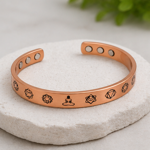 Luxury Chakra Energy <b>Engraved</b> Magnetic Pure Copper <b>Bangle</b> Wristlet Bracelet Exquisite Metal Jewelry Promotional Novelty Gift - Product Image 2