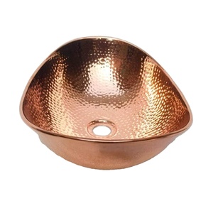 Comptoir en cuivre de haute qualité évier de salle de bain Portable et lavabo conception martelée évier de comptoir en cuivre en gros - Product Image 1