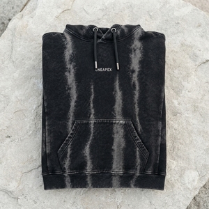 Sweat-shirt à capuche noir délavé personnalisé pour homme, style streetwear, avec logo - Product Image 2