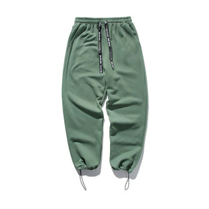 LAMA INDUSTRIES <b>Men's</b> Green <b>Linen</b>/Cotton for Wash Criss-cross Sweatpants Elastic Waist Drawstring Casual <b>Joggers</b> Side Pockets - Product Image 1