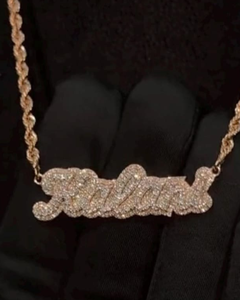 Collar con Letra Personalizada Estilo Hip Hop, Joyería con Incrustaciones de Diamantes, Colgante con Letra Cursiva, Plata 925, Colgante con Inicial - Product Image 1