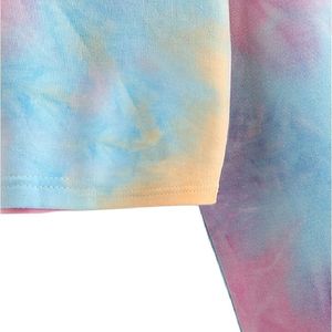 Sudadera Corta con Capucha para Mujer, Estilo Tie Dye, Manga Larga, Tejida en Algodón y Fibra de Bambú, Informal, para Invierno, con Diseño Arcoíris en la Parte Delantera - Product Image 4