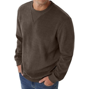 Sudadera de Pana con Cuello Redondo para Hombre, Manga Larga, Estilo Casual, Color Sólido, Corte Holgado, Transpirable, Cálida y Suave, Moda Otoño Invierno - Product Image 6